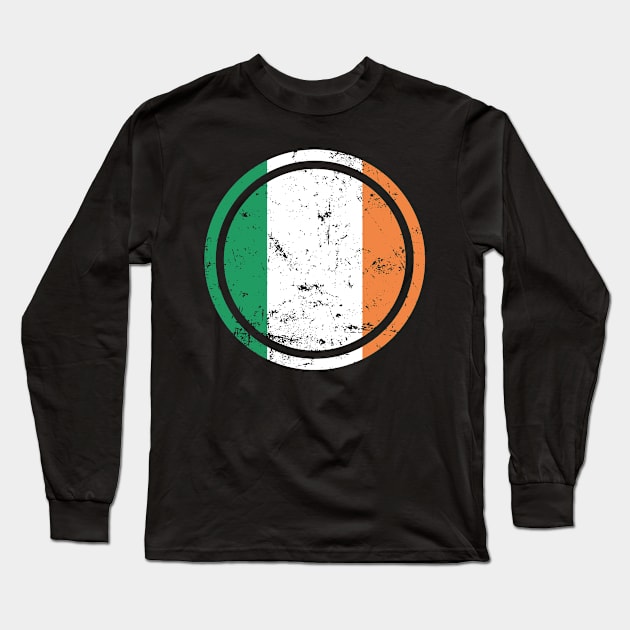 Circle Flag of Ireland Irish St Patrick's Day Long Sleeve T-Shirt by sfajar